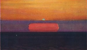 Der grüne Blitz bei Sonnenuntergang, seltenste prismatische Farbe, die von der Atmosphäre gebrochen wird, ca. 1935 von Unbekannt
