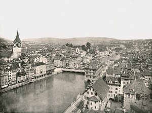 Die Große Stadt und die Kleine Stadt getrennt durch den Fluss Limmat, Zürich, Schweiz von Unbekannt