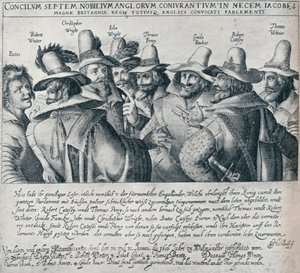Die Verschwörer des Schießpulverkomplotts und ihr Diener Bates, 1605, 1901