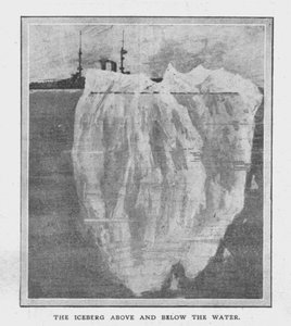 Der Eisberg über und unter Wasser, 20. April 1912