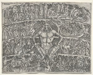 Die Hölle nach Dante, nach dem Fresko im Campo Santo in Pisa, 1400er Jahre von Unbekannt