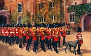 Die Irish Guards verlassen den St. James Palace nach dem Wachwechsel, 1933