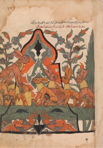 Der König der Hasen im Rat mit seinen Untertanen, Folio aus einem Kalila wa Dimna