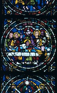 Das letzte Abendmahl, Buntglas, Kathedrale von Chartres, Frankreich, 1205-1215