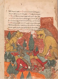 Die Löwin rät ihrem Sohn, Folio aus einem Kalila wa Dimna von Unbekannt