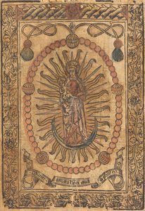 Die Madonna und das Kind in einem Rosenkranz