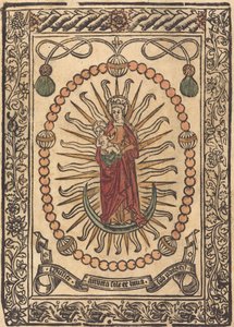 Die Madonna und das Kind in einem Rosenkranz, ca. 1490