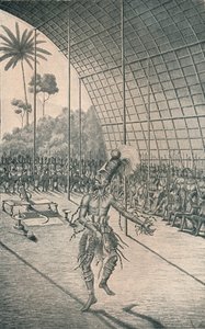 Der Mangbattu-König Munsa tanzt vor seinen Frauen und Kriegern, ca. 1870, 1903 von Unbekannt