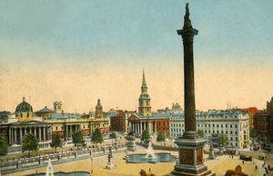 Die Nationalgalerie und Nelsons Säule, Trafalgar Square, London, um 1910