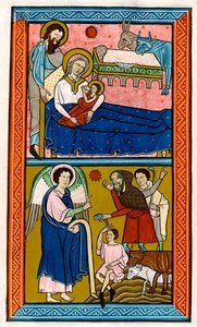 Die Geburt Christi und die Verkündigung an die Hirten, frühes 13. Jahrhundert