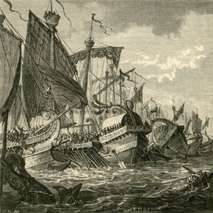 Die Seeschlacht vor Kap Pelorus, 1890 von Unbekannt