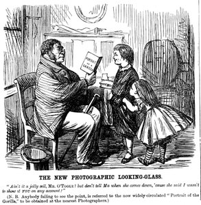 Der neue fotografische Spiegel, Karikatur aus Punch, täglicher Beweis für die Ursprünge des Menschen, 1861
