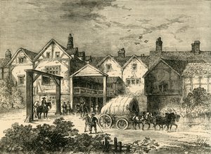 Das alte Tabard Inn, im siebzehnten Jahrhundert, um 1878 von Unbekannt