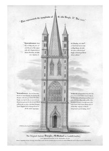 Der ursprüngliche alte Turm von St. Michael in Cornhill, London, 1421 von Unbekannt