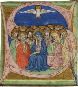 Pfingsten. Initiale S aus einem Graduale-Manuskript, ca. 1430