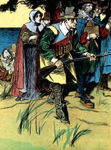 Die Pilgerväter nach ihrer Ankunft in Amerika, 1620 ca. 1900