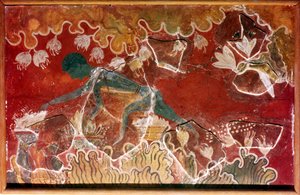 Der Safran-Sammler Fresko aus dem minoischen Königspalast, Knossos, Kreta, ca. 15. Jahrhundert v. Chr. von Unbekannt