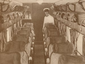 Der Salon eines London-Paris-Flugzeugs, 1927