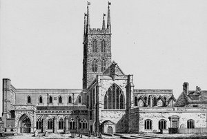 Die Südseite von St. Saviours, Southwark, zeigt das ehemalige Kirchenschiff, ca. 1825, 1912