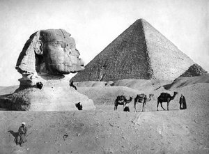 Die Sphinx und die Pyramide von Gizeh, Ägypten, ca. 1882