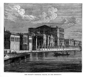 Der Hauptpalast des Sultans am Bosporus, Türkei, 19. Jahrhundert von Unbekannt