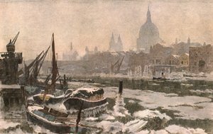 Die Themse: Ein strenger Winter, um 1900