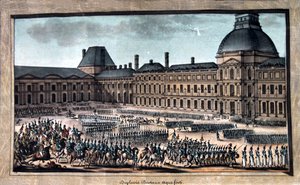 Die Truppenparade während der großen Parade, Tuilerienpalast von Unbekannt