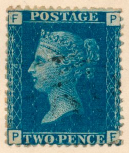 Die Zwei-Penny-Blau oder Die Zwei-Pence-Blau Briefmarke, 1840er Jahre