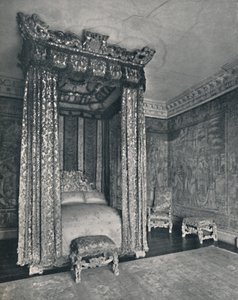 Die venezianischen Botschafterzimmer in Knole. Das Bettgestell für James I, der Stuhl und die Hocker von Unbekannt