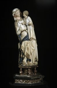Die Jungfrau und das Jesuskind. Marmorstatue um 1350-1375. 45 cm, Kollegiatkirche Notre Dame, Villeneuve les Avignons (Gard). von Unbekannt