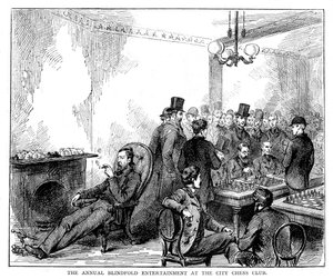 Die jährliche Blindfold-Unterhaltung im städtischen Schachclub, 1876 von Unbekannt