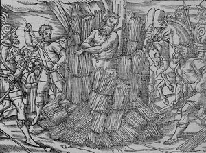 Die Verbrennung von Meister Hieronymus von Prag, um 1563 von Unbekannt