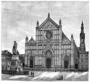 Die Kirche und der Platz der Basilika Santa Croce, Florenz, Italien, 1882 von Unbekannt