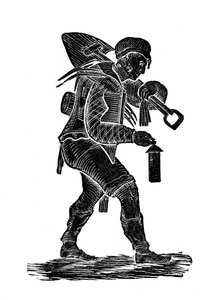 Der Bergmann trägt seine Werkzeuge und seine Sicherheitslampe, 1890