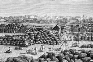 Der Baumwollmarkt in Bombay, Indien, 1895