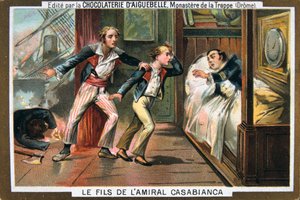 Der Tod von Admiral Casabianca und seinem Sohn in der Schlacht am Nil, 1798, 19. Jahrhundert von Unbekannt