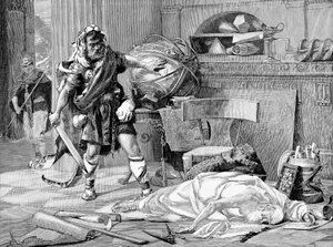 Der Tod des Archimedes bei der Eroberung von Syrakus durch die Römer, 212 v. Chr., spätes 19. Jahrhundert von Unbekannt