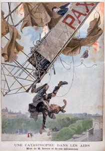 Der Tod des Fliegers Auguste Severo über Paris, 1902 von Unbekannt