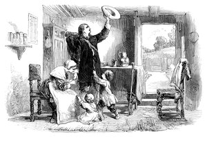 Die Abreise von Roger Williams (1603-1683) nach Salem Island, um 1902 von Unbekannt