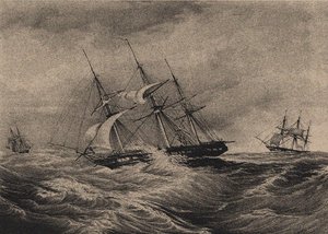 Die Fregatte Kreiser und die Schaluppe Ladoga an der Küste Amerikas 1823, 1900er-1910er Jahre
