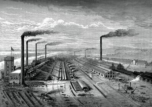 Die Eisen- und Stahlwerke in Barrow, ca. 1880 von Unbekannt