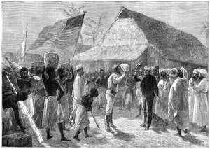 Das Treffen zwischen Henry Morton Stanley und Dr. David Livingstone, Afrika