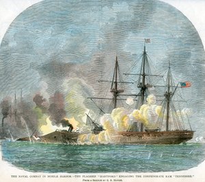 Die Seeschlacht im Mobile Harbour, Alabama, Amerikanischer Bürgerkrieg, 5. August 1864