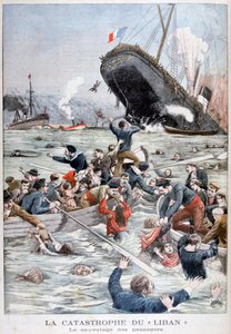 Der Passagierdampfer Liban sinkt nach der Kollision mit einem anderen Schiff, 1903 von Unbekannt