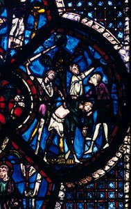 Der Pilger von Dieben angegriffen, Buntglas, Kathedrale von Chartres, Frankreich, 1205-1215 von Unbekannt