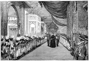 Der Besuch der Königin bei der Eröffnung der Indian and Colonial Exhibition, London, 1886, 1900 von Unbekannt