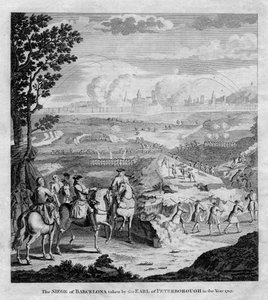 Die Belagerung von Barcelona durch den Earl of Peterborough im Jahr 1705 von Unbekannt