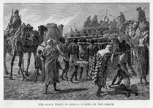 Der Sklavenhandel in Afrika: eine Gruppe auf dem Marsch, um 1875 von Unbekannt
