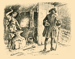 Die Schläge seines Hammers auf dem Amboss hielten den Takt zu seinem Lied, 1907 von Unbekannt