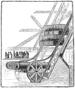 Der Brunnen des Roux Combaluzier Aufzugs, Eiffelturm, Paris von Unbekannt